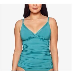 Bleu Rod Beattie Behind The Seams Swim Tankini Tahitian Solid Green 14 NWT $85